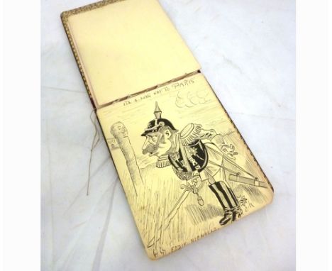 An Old Album circa 1913-1919 containing 45+ pges of MS prose, autographs, numerous pen and ink and watercolour sketches etc, 