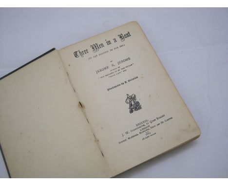 JEROME K JEROME: THREE MEN IN A BOAT, 1899 1st edn, later issue, orig cl, worn and soiled