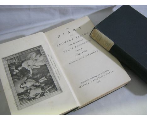 JOHN BERESFORD (ed): THE DIARY OF A COUNTRY PARSON, THE REV JAMES WOODFORDE 1758-1781, 1926 to 1931, 5 vols; vol 1 1926 3rd i