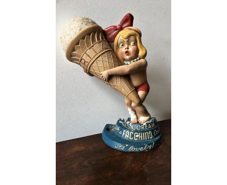 VINTAGE PLASTER ICE CREAM ADVERTISING FIGURE 