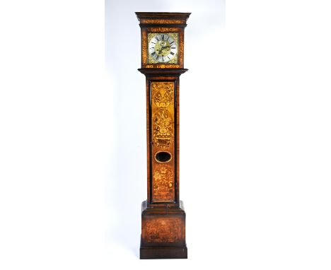 A GOOD MARQUETRY 8-DAY LONGCASE CLOCK  BY RICHARD BAKER OF LONDON LATE 17TH CENTURY the square brass dial with ?English rose?