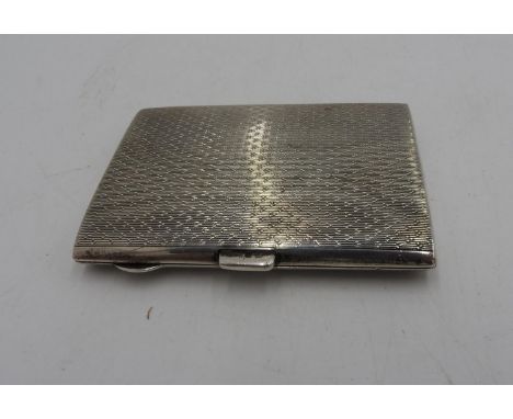 SILVER CIGARETTE CASE MAPPIN &amp; WEBB, BIRMINGHAM, 1927 with engine turned decoration 8cm wide 2.4 troy oz. 76 grams 