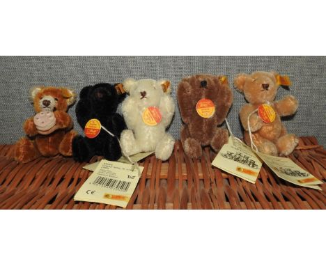 FIVE STEIFF MINIATURE BEARS 10cm high 