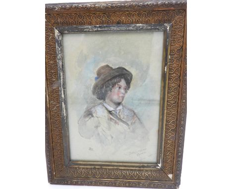BERNARDINO ROME SIGNED PORTRAIT WATER COLOUR OF YOUNG MAN 26.5 x 19cm 