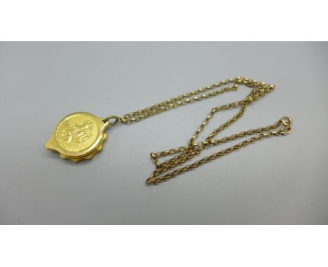 A 9ct gold chain, 4.8g, with SOS Talisman pendant 