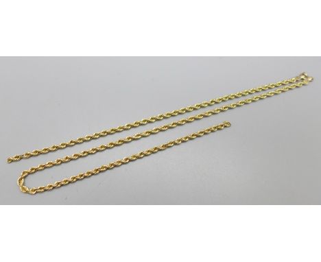 A 9ct gold rope chain, a/f, 2.3g 