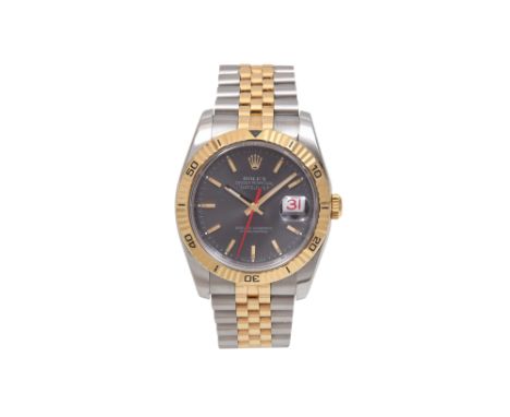 A WELL-PRESERVED ROLEX MEN’S 18K YELLOW GOLD AND STAINLESS STEEL AUTOMATIC BRACELET WATCH. DATEJUST TURN-O-GRAPH FULL SET.  B