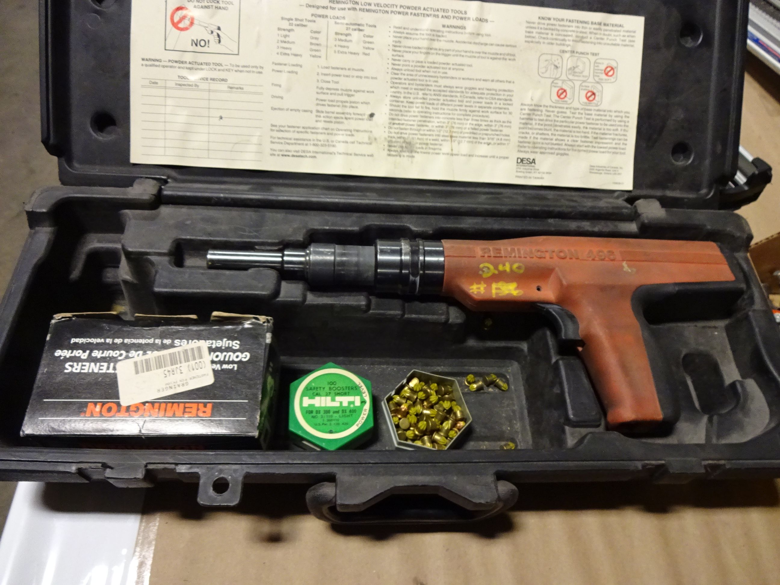 REMINGTON MODEL 496 LOW VELOCITY POWDER ACTUATED FASTENER W/ POWER LOADS