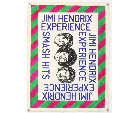 Jimi Hendrix 'Smash Hits' - Original hand painted artwork by John Judkins, signed, flat, 56 x 76 cm.  Background: I Was Lord 