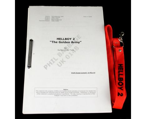 Hellboy II: The Golden Army (2008) Original script by Guillermo Del Toro from 2007 with a lanyard (2). .         
