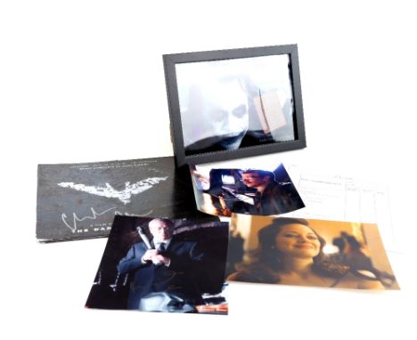 The Dark Knight / Rises - Vinyl Soundtrack album (cover only) signed by Christian Bale, Michael Caine, Gary Oldman and Marion