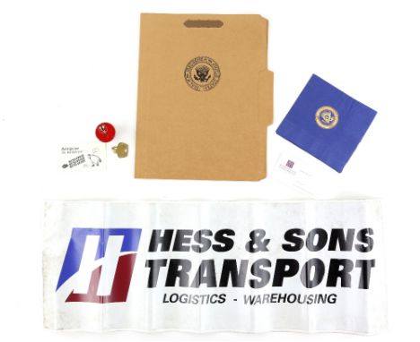 Movie Props including Air Force One prop presidential napkin and folder, Seeking a Friend for the End of the World business c
