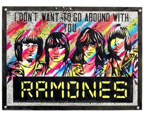 Ramones 'I Don't Want To Go Around With You' - Original hand painted artwork by John Judkins, signed, flat, 55 x 76 cm.  Back