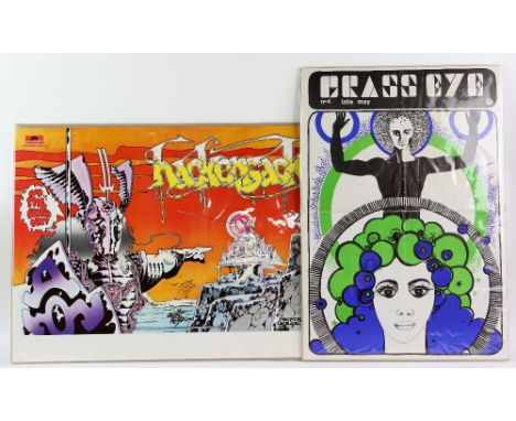 Five promotional music posters including Hackensack, Grateful Dead, Jimi Hendrix Valleys of Neptune, Grass Eye and another, v