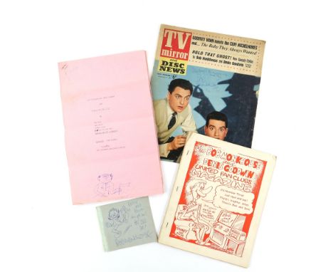Bob Monkhouse (1928-2003) an archive collection including an early signed sketch, signed fan club magazine, 'Starstruck' scri