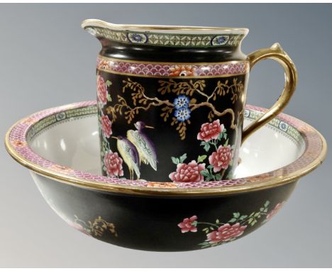 A 19th century Cetam ware wash jug and basin.