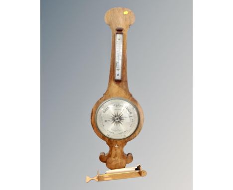 A 19th century banjo barometer with silvered dial with key, retailed by G. Lowther, 51 The Quayside, Newcastle upon Tyne, tog
