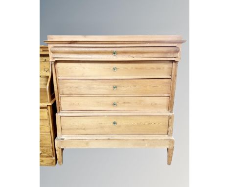 A 19th century Scandinavian pine chest on stand of eight drawers. (width 131cm) (AF)
