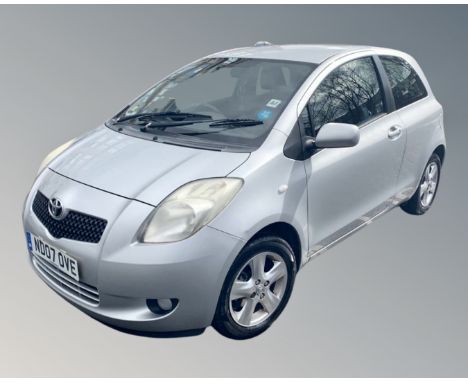 2007 Toyota Yaris T Spirit three-door hatchback, silver, petrol, manual, registration ND07 OVE, first registered 28.3.2007, 1