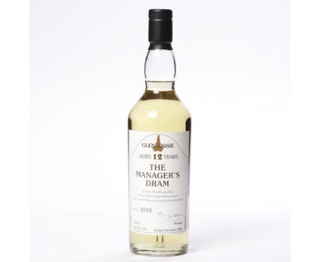 GLENLOSSIE 12 YEARS OLD MANAGER'S DRAM
Single Malt Scotch Whisky, bottled November 2004. Bottle no. 0093. 70cl, 55.5% volume.