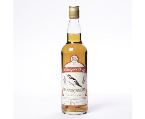 MANNOCHMORE 18 YEARS OLD MANAGER'S DRAM
Single Malt Scotch Whisky, signed 12th October 1997. Bottle no. 0224 of 1800, 70cl, 6