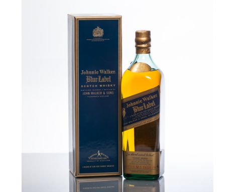 JOHNNIE WALKER BLUE LABEL
Blended Scotch Whisky, labelled 'Singapore Duty Not Paid'. Bottle No. 24233 JW. 75cl, 43% volume, i
