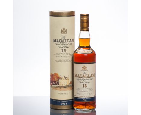 MACALLAN 18 YEARS OLD 1985
Single Highland Malt Scotch Whisky. 700ml, 43% volume, in tube. 