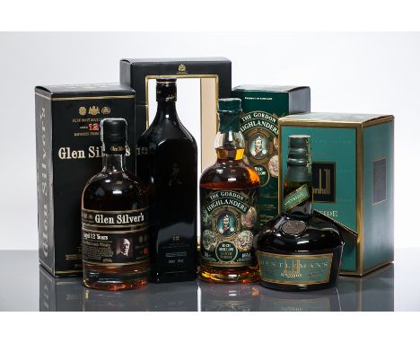 THE GORDON HIGHLANDERS
Blended Scotch Whisky, 70cl, 40% volume, in carton. 
GLEN SILVER'S AGED 12 YEARS
Pure Malt Scotch Whis