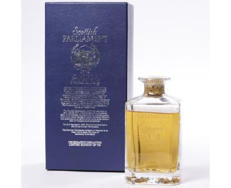 SCOTTISH PARLIAMENT CELEBRATION DECANTER
Single Malt Scotch Whisky in Glencairn Crystal Decanter. Bottle No. 515 of 700. 70cl