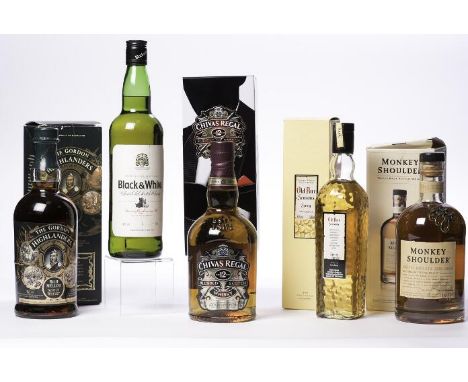 BLACK & WHITE
Blended Scotch Whisky by James Buchanan, labelled Singapore Duty Not Paid. 75cl, 43% volume.
CHIVAS REGAL 12 YE