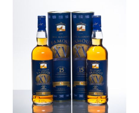 THE FAMOUS GROUSE BILL MCLAREN'S FAMOUS XV 15 YEAR OLD
Blended Scotch Whisky. 70cl, 40% volume, in tube. 
2 bottles