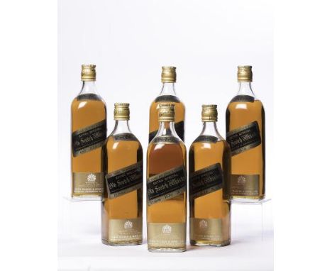 JOHNNIE WALKER BLACK LABEL (6)
Blended Scotch Whisky. 26 2/3 fl ozs, 70° Proof.
6 bottles CONDITION REPORT: Slight wear to la