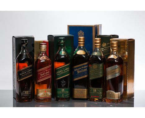 JOHNNIE WALKER BLUE LABEL
Blended Scotch Whisky. 1 litre, 43% volume, in carton.
JOHNNIE WALKER PURE MALT 15 YEARS OLD
Blende