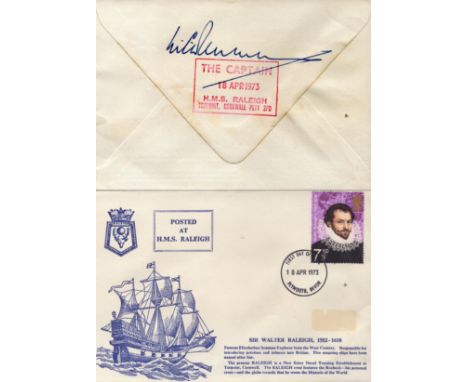 HMS RALEIGH First Day Cover 18.4.1973 signed by the then Captain, Captain Denman. Good condition. All autographs come with a 