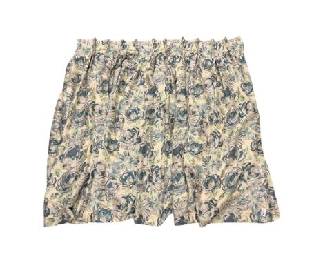 Marks &amp; Spencer Home - lined curtains in blue floral patterned fabric, pleated header, with tie backs, W180cm, Fall - 195
