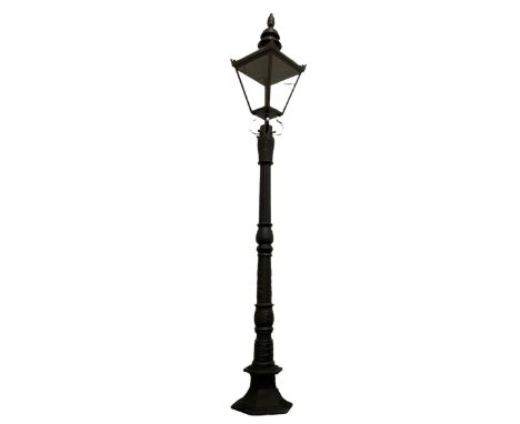 Victorian style cast iron street lamp, fluted column with hexagonal base, four glass lantern topDimensions: Height:&nbsp;270c