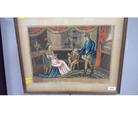 A 19th Century print of Sir Francis Burdett and his family on the day he was imprisoned in the Tower of London, dated 1810 pu