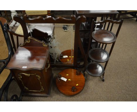 A Victorian walnut coal purdonium with decorative gilded mounts and handles (no liner), 34cms wide. A late 19th Century mahog