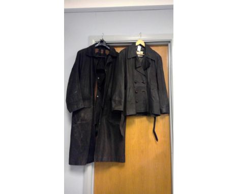 Two leather coats, one by DKS Paris; the other by Magic Skin.