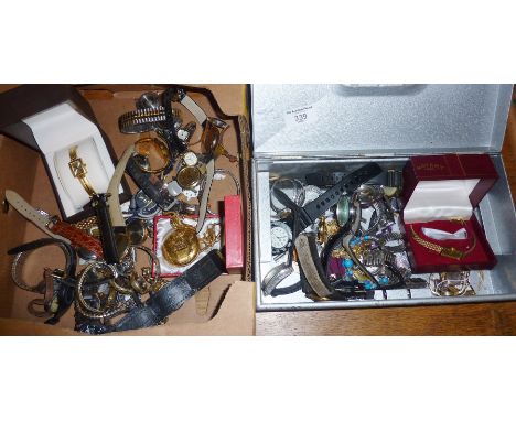 Large quantity of vintage wrist watches, some cased. Makers include Rotary, Timex, Casio, etc.