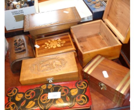 Collection of seven vintage wooden boxes