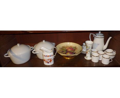 Royal Worcester "Viceroy" pattern coffee set, pair of LSA white porcelain tureens, Aynsley fruit bowl, etc.