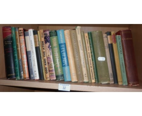 Shelf of books on Christian writing, inc. works by C.S. Lewis and G.K. Chesterton