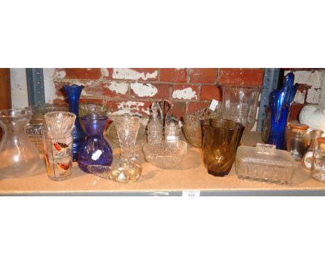 Shelf of assorted glassware, inc. celery glass