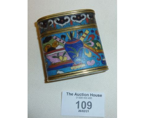 Late 19th c. brass and Cloisonné enamel Vesta case, some loss of enamel