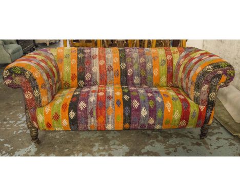 CHESTERFIELD SOFA, Victorian in kilim and mauve fabric, 182cm W.