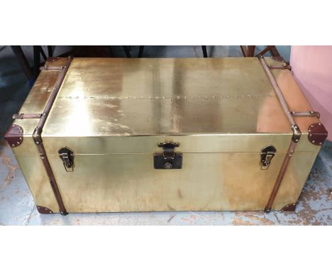 MAISON JANSEN STYLE TRUNK, gilt finish, 97cm x 50cm x 41cm. 