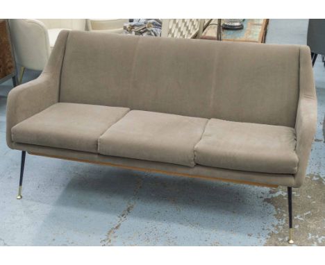 SOFA, circa 1950, Italian, attributed to Gigi Radice in grey velvet, 159cm W.