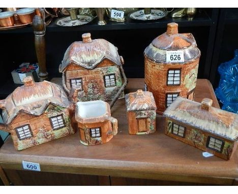 A cottage ware teapot, biscuit barrel etc., 