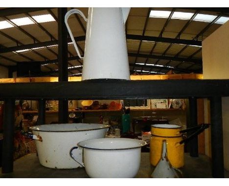 A quantity of enamel ware. 